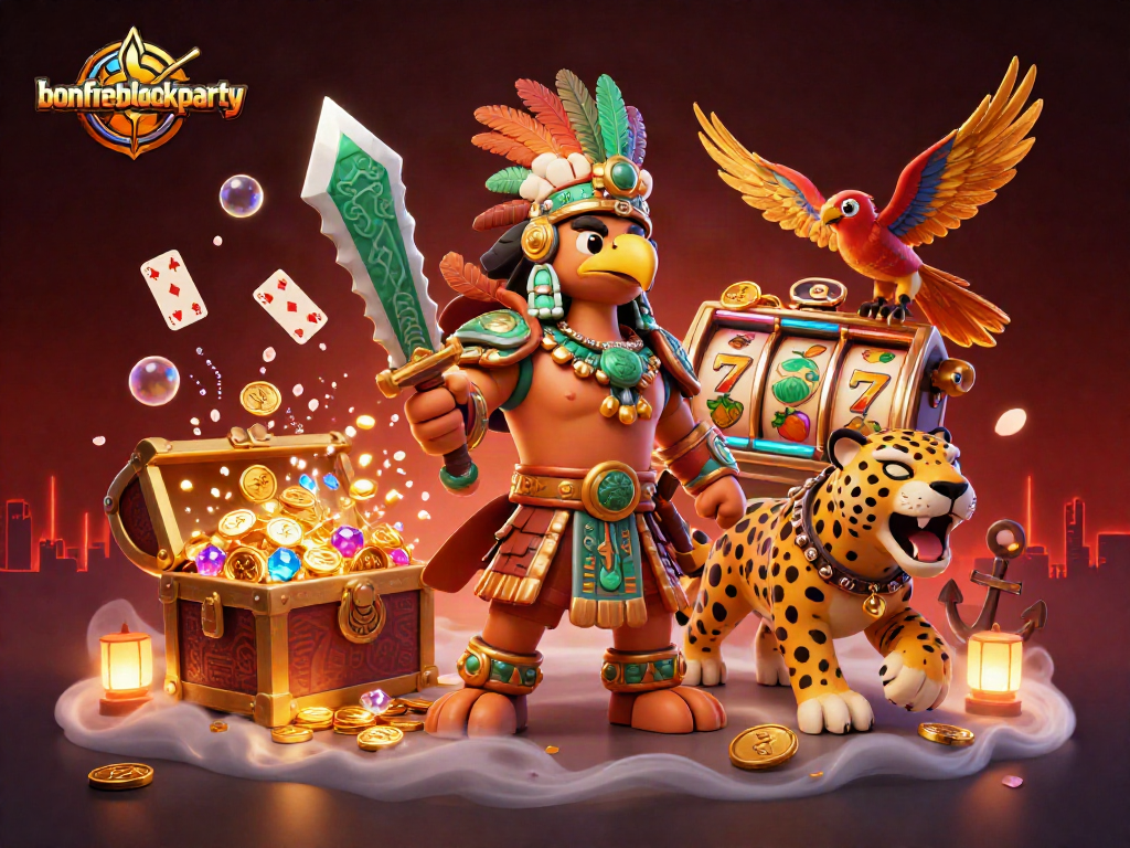 Experience the thrill of bonfireblockparty with exciting slot reels and dynamic characters in action.