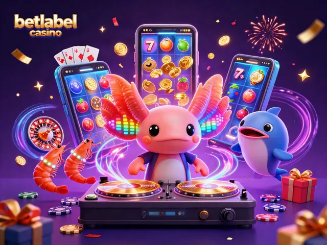 Experience the vibrant world of BetLabel Casino with dynamic gaming elements and lively characters.